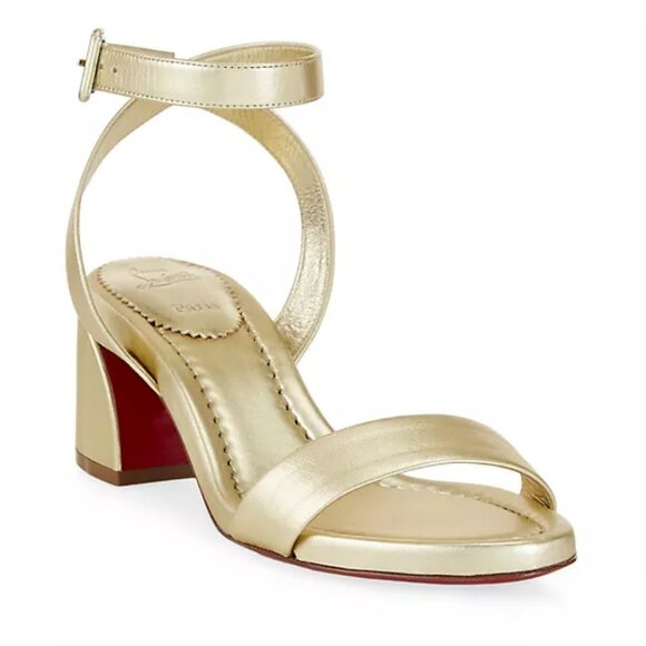 NIB$945 CHRISTIAN LOUBOUTIN Miss Sabina Metallic Red Sole Ankle-Strap Sandal 7 - Picture 4 of 16